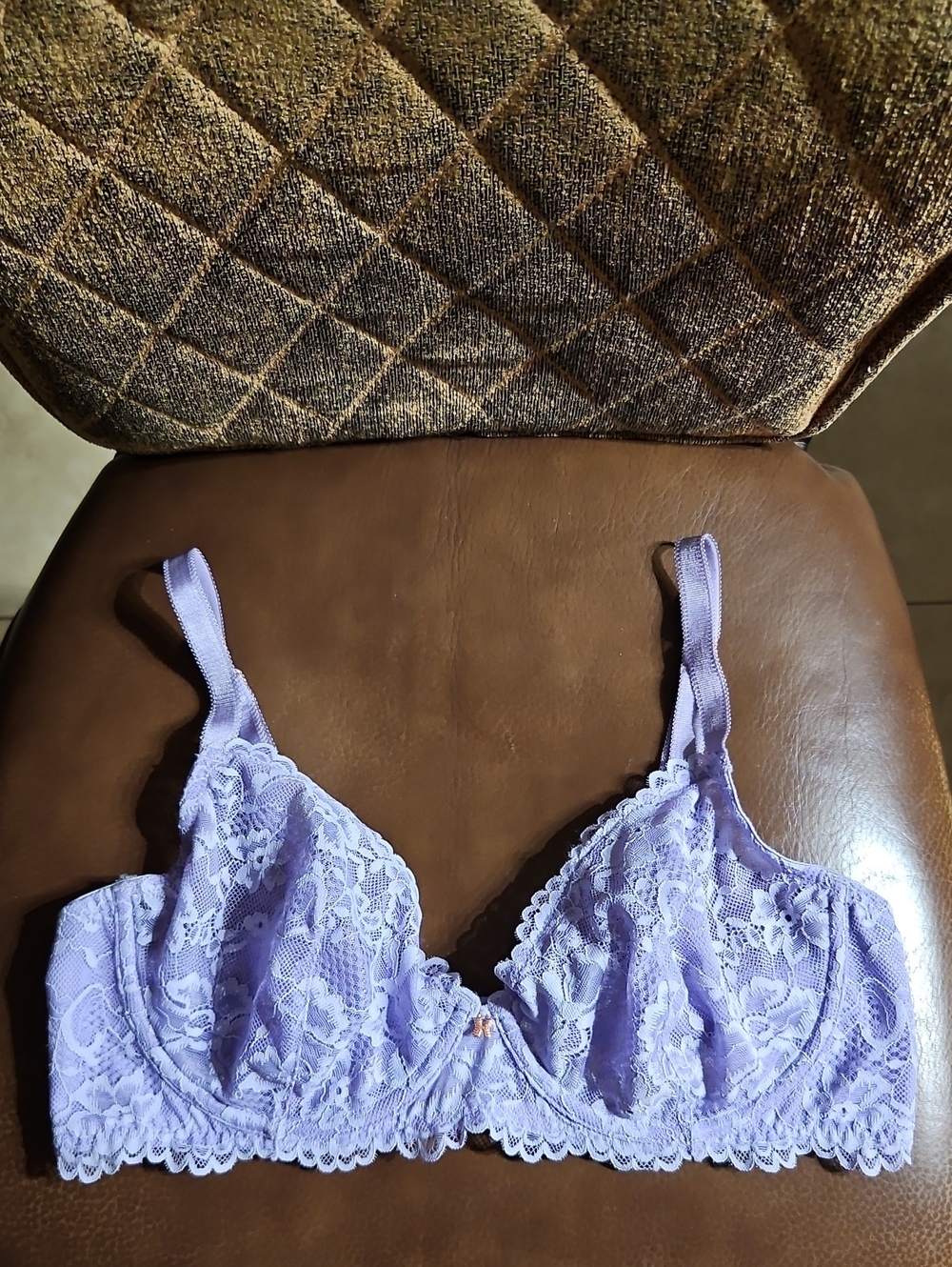 Savage X Fenty T-Shirt Unlined Underwire Purple Floral Lace Sheer Bra